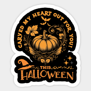 Pumpkin Heart Witch Hat for Men Women Youth Sticker